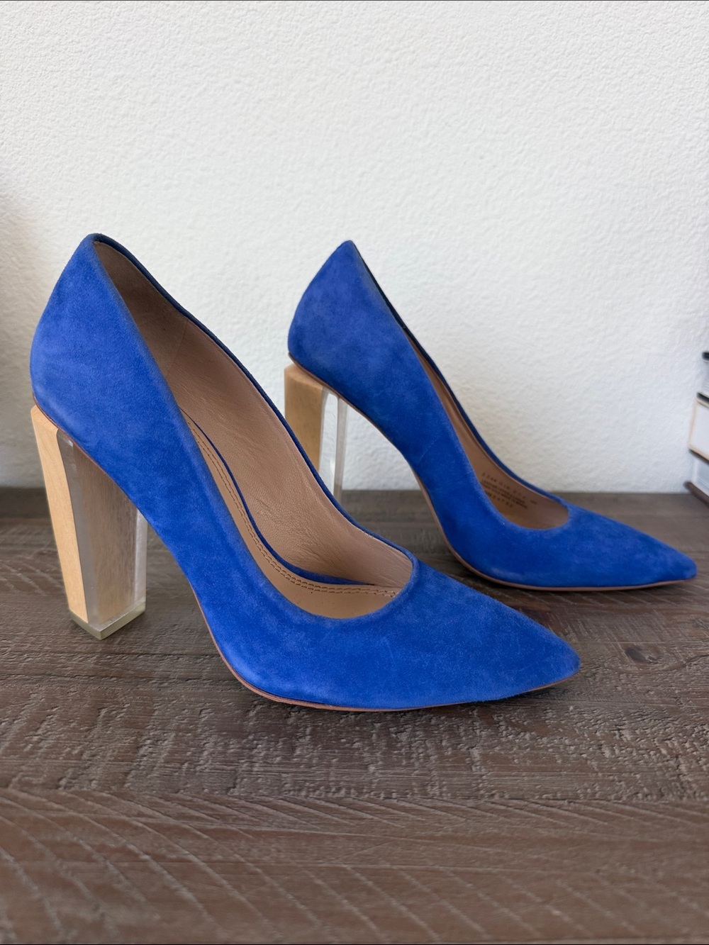 Tory Burch Cobalt Blue Suede Pointed-Toe Pumps with Block Heel